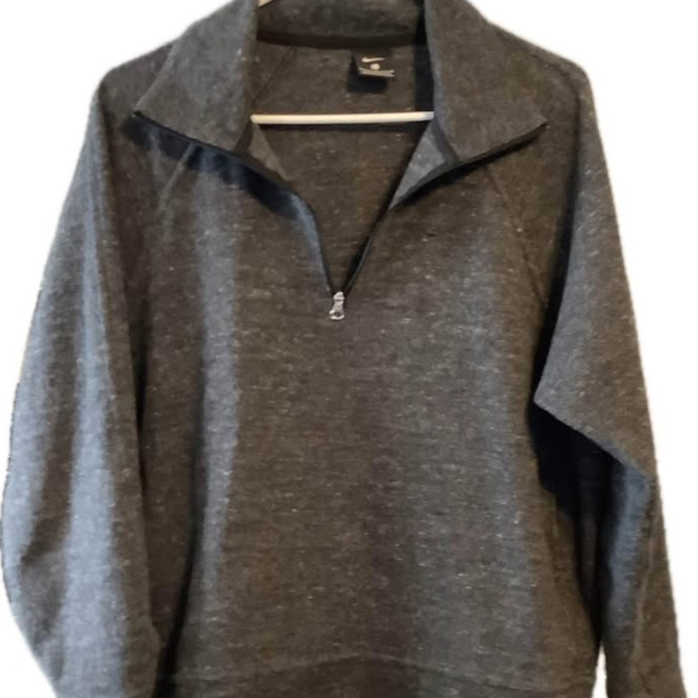 Nike Women's Large Heather Gray Pullover Partial Zip Sweater